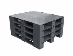 Паллет (поддон) пластиковый усиленный перфорированный на 3-х полозьях, 1200х1000х150 мм, серый [02.114.91.PEF.T10Х]