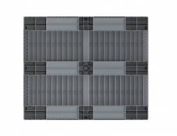 Паллет (поддон) пластиковый усиленный сплошной на 3-х полозьях, 1200х1000x150 мм, серый [02.114F.91.PEF.T20X]