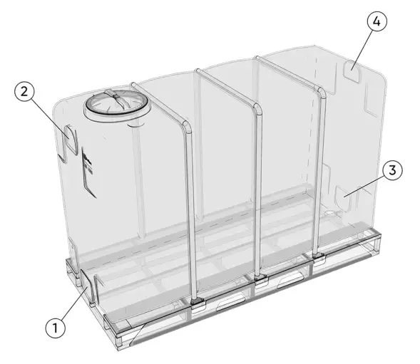 Емкость KR 4000л с 1 патрубком 63 мм белая в обрешетке New