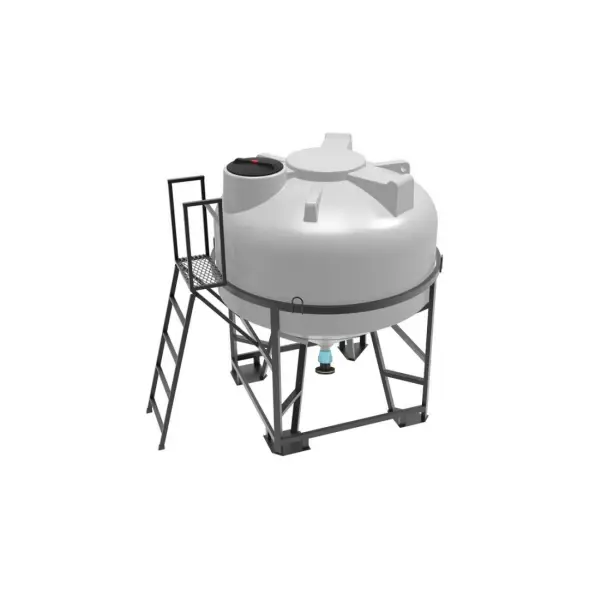 Емкость ЦКТ 3000 л с патрубком 90мм с фланцем белая в обрешетке с лестницей