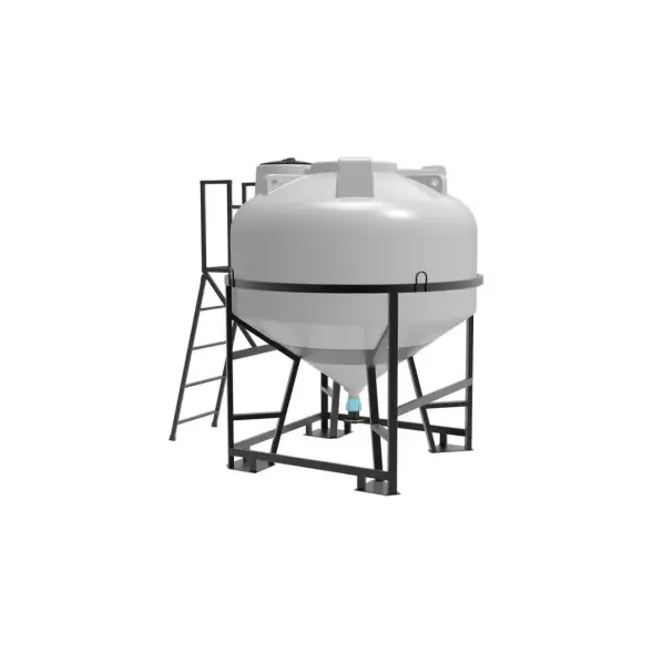 Емкость ЦКТ 3000 л с патрубком 90мм с фланцем белая в обрешетке с лестницей