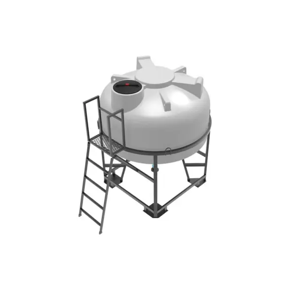 Емкость ЦКТ 3000 л с патрубком 90мм с фланцем белая в обрешетке с лестницей