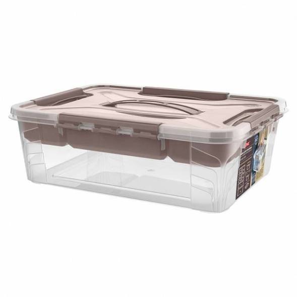 Ящик для хранения универсальный со вставкой-органайзером Grand box, 10л, коричневый