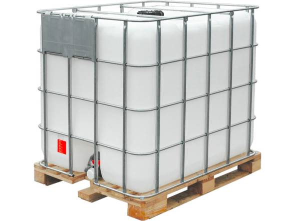 Еврокуб (IBC-контейнер) на деревянном поддоне восстановленный, 1000 л, белый [RECO дп]