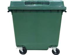 Пластиковый мусорный контейнер на колесах, 1100л, зеленый