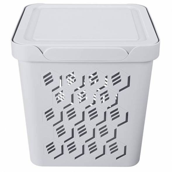 Ящик с крышкой универсальный Deluxe, 286x286x286 мм, 18л, светло-серый