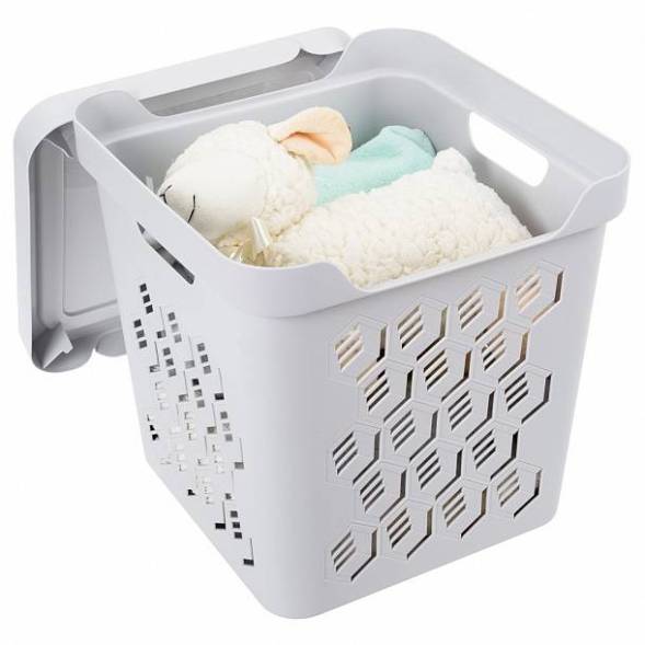 Ящик с крышкой универсальный Deluxe, 286x286x286 мм, 18л, светло-серый