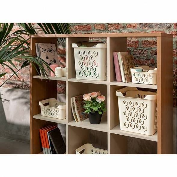 Ящик с крышкой универсальный Deluxe, 286x286x286 мм, 18л, светло-серый