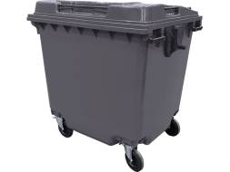 Пластиковый мусорный контейнер на колесах, 1100л, серый