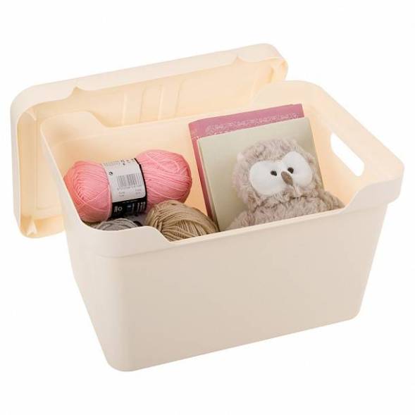 Ящик с крышкой универсальный Luxe, 18л, бежевый