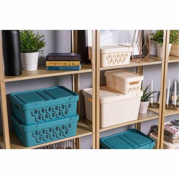 Ящик с крышкой универсальный Luxe, 18л, бежевый