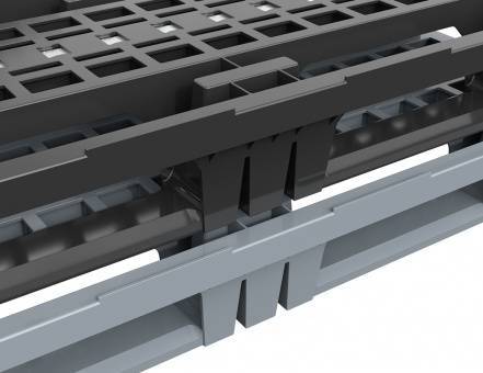 Паллет (поддон) пластиковый вкладываемый перфорированный на 3-х полозьях, 1200х800х150 мм, серый [02.122.91.R]