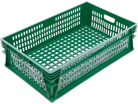 Ящик пластиковый перфорированный, 740x465x200 мм, 55 л, зеленый [404-200]