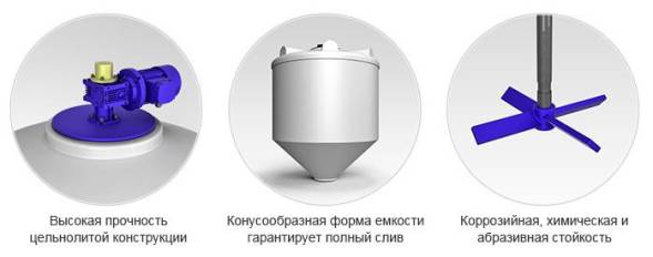 Емкость ЦКТ 5000 с патрубком 110 мм белый в обрешетке с лестницей с двухъярусной лопастной Ж-Ж мешалкой