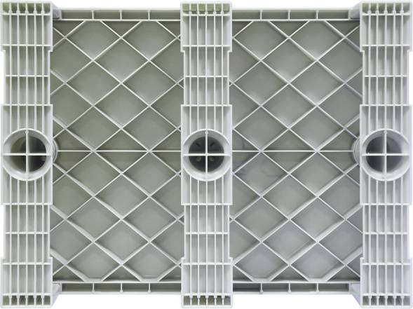 Паллет (поддон) пластиковый сплошной на 3-х полозьях, 800x600х150 мм, черный [TR 680]