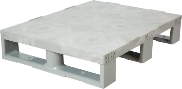 Паллет (поддон) пластиковый сплошной на 3-х полозьях, 800x600х150 мм, черный [TR 680]