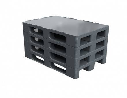 Паллет (поддон) пластиковый сплошной на 3-х полозьях, 1200х800х150 мм, серый [02.110F.91.PE]