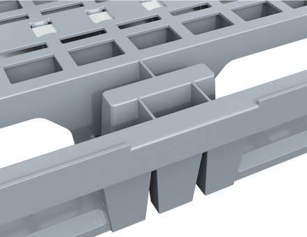 Паллет (поддон) пластиковый перфорированный вкладываемый на 3-х полозьях, 1200х800х150 мм, серый [02.122.91.T204]