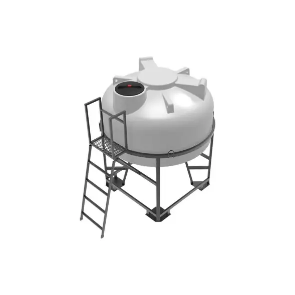 Емкость ЦКТ 3000 л с патрубком 160мм под плотность до 1,5 г/см3 белая в обрешетке с лестницей