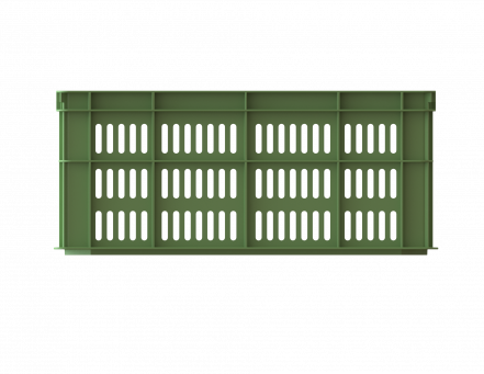 Ящик пластиковый пищевой перфорированный, 600х400х259 мм, зеленый [12.435L.61.PE]