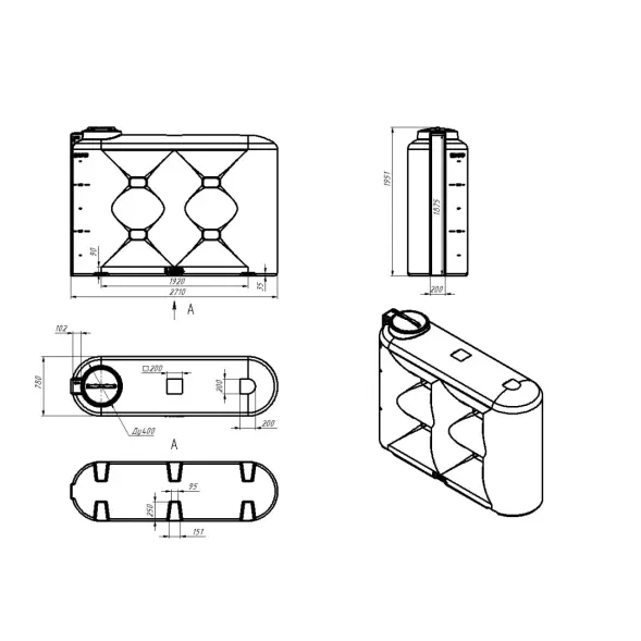 Емкость S 3000 л под плотность до 1,2 г/см3 синяя