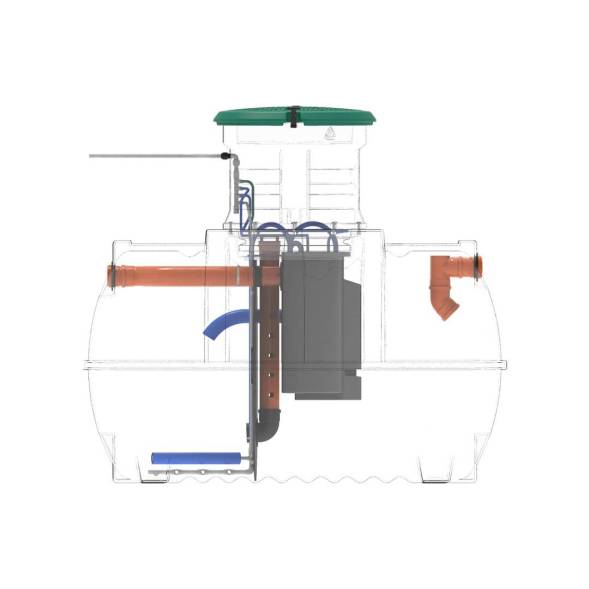 Автономная канализация Rostok Ground 6 с горловиной 600 мм и самотечным отведением, 2800л, черный [5042.2800.899.000]