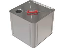 Канистра металлическая квадратная с пластиковой ручкой, 10 л, отверстие под берикап 42мм, серебристый [3784]