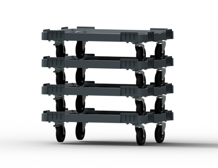 Пластиковая тележка 600х400 мм для ящиков (с отверстием) усиленная