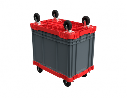 Пластиковая тележка 600х400 мм для ящиков (с отверстием) усиленная