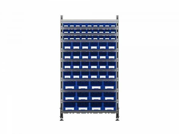 Стеллаж для пластиковых лотков ДВК SORTEX односторонний 1800x1000x450.05