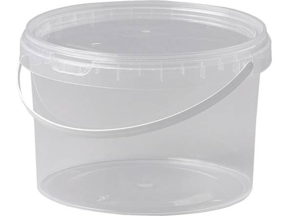 Ведро пластиковое круглое с прозрачной крышкой под запайку, 3.3 л, прозрачный [5094]