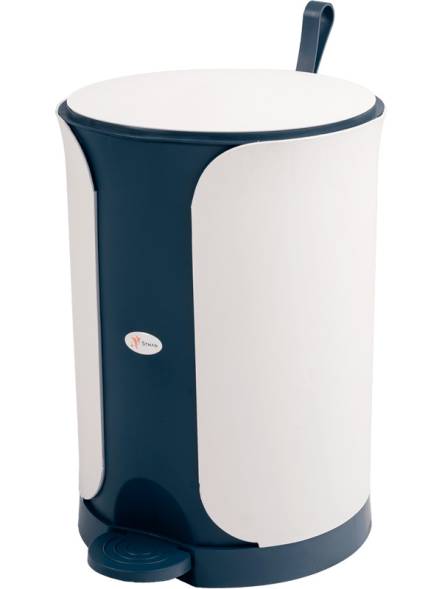 Бак для мусора с крышкой и педалью, 18л, белый, синий